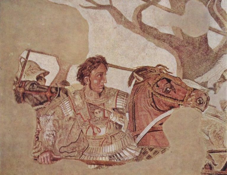 Alessandro in groppa a bucefalo, dettaglio della Battaglia di Gaugamela. Napoli, Museo Archeologico Nazionale